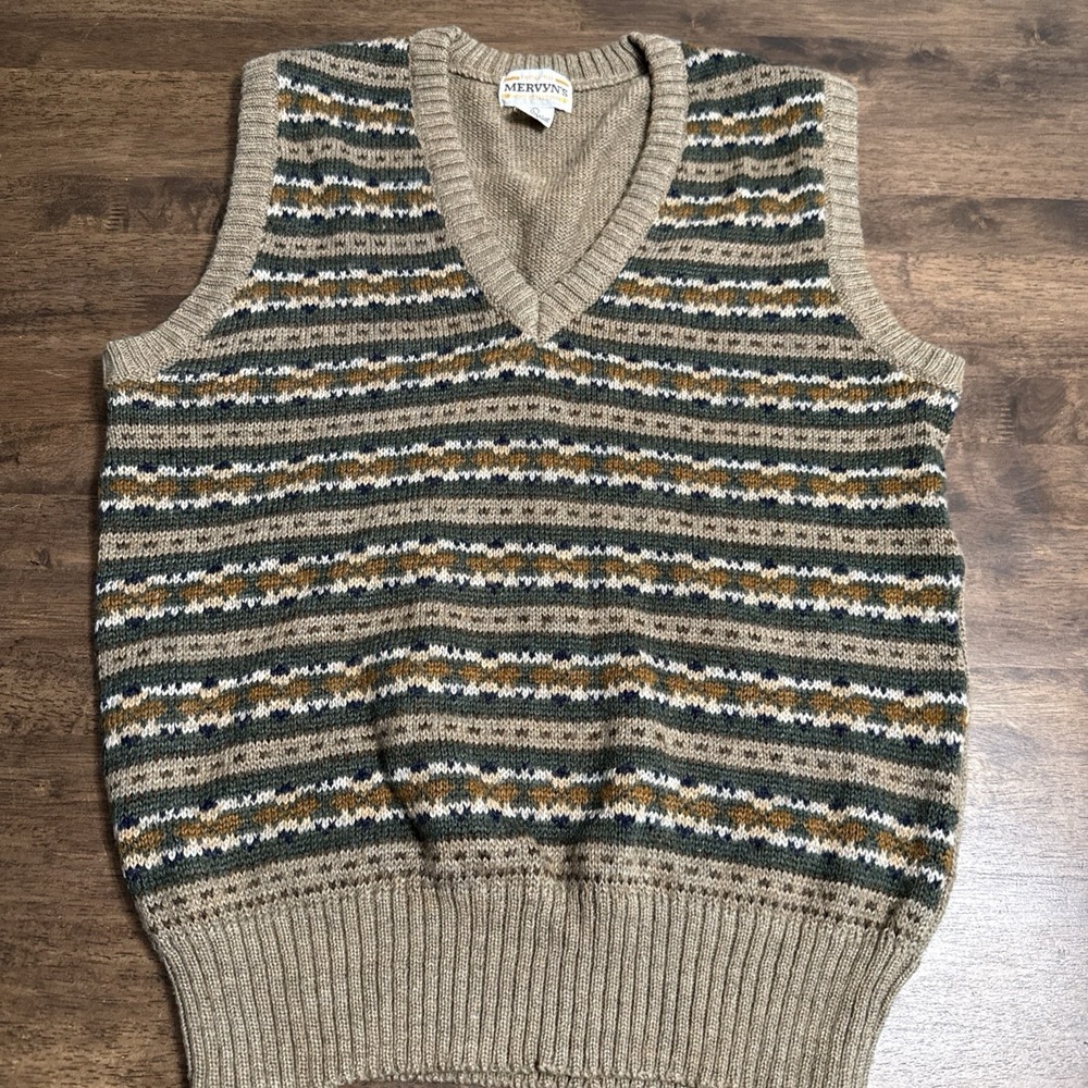 Vtg Mervyns Fair Isle Sweater Vest Men's Large Grandpacore Cozy Cabin Gorpcore
